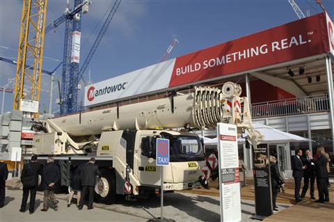 A 100 tonne capacity Manitowoc Grove GMK4100L-1 all terrain done up as a taxi crane at Bauma 2016