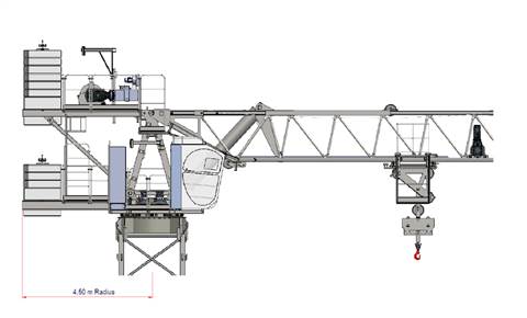 Distinctive double counter jib of the EDL 120 from ENG Cranes